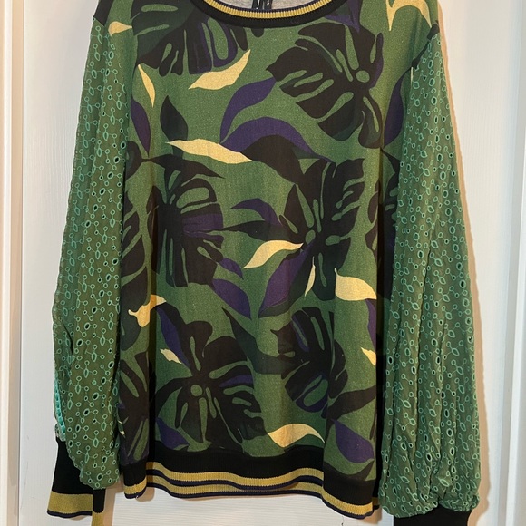 👗 NWOT Anthropology Stylish Green and Black Women's Sweater xlarge - Picture 1 of 6